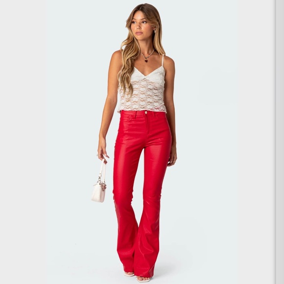 Edikted Pants - Cute red Faux leather pants! Never worn!